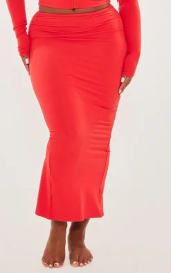 Sale PrettyLittleThing Shape Sculpted Maxi Skirt Red
