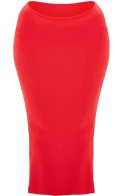 Sale PrettyLittleThing Shape Sculpted Maxi Skirt Red