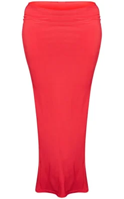New PrettyLittleThing Shape Slinky Ruched Side Longline Top Red