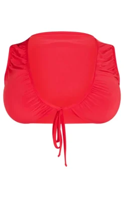 Outlet PrettyLittleThing Shape Slinky Sleeveless Tie Front Top Red