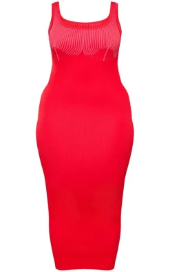 Shape Snatched Rib Contrast Midi Dress-PrettyLittleThing Discount