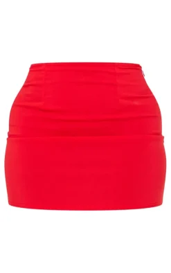 Outlet PrettyLittleThing Shape Stretch Woven Mini Skirt Red