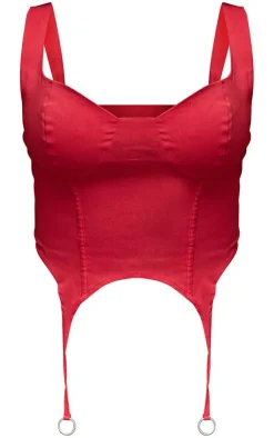 PrettyLittleThing Corsets*Shape Stretch Woven Suspender Detail Corset Top