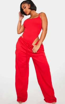 Clearance PrettyLittleThing Shape Red Sweat Wide Leg Sweatpants Bright Red