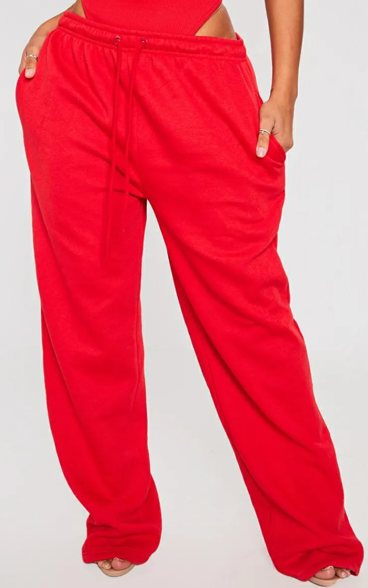 Clearance PrettyLittleThing Shape Red Sweat Wide Leg Sweatpants Bright Red