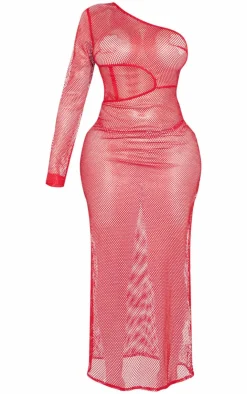 Shape Textu Sheer Cut Out One Shoulder Maxi Dress-PrettyLittleThing Discount
