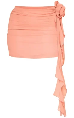 Outlet PrettyLittleThing Shape Woven Detail Mini Skirt Rose