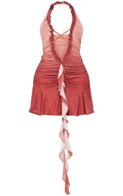 Shape Deep Plunge Frill Hem Mini Dress-PrettyLittleThing Discount