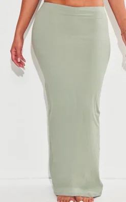 New PrettyLittleThing Shape Sculpted Maxi Low Rise Skirt Sage Green