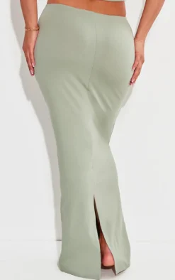 New PrettyLittleThing Shape Sculpted Maxi Low Rise Skirt Sage Green