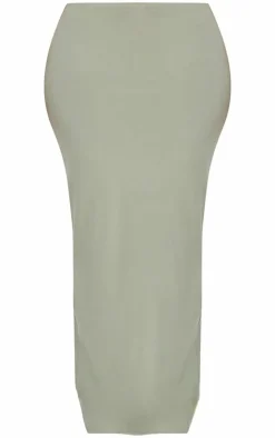 New PrettyLittleThing Shape Sculpted Maxi Low Rise Skirt Sage Green