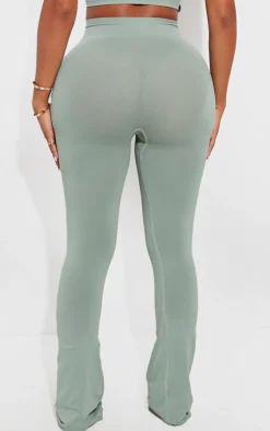 Clearance PrettyLittleThing Shape Soft Seamless Cut Out Flare Pants Sage Green