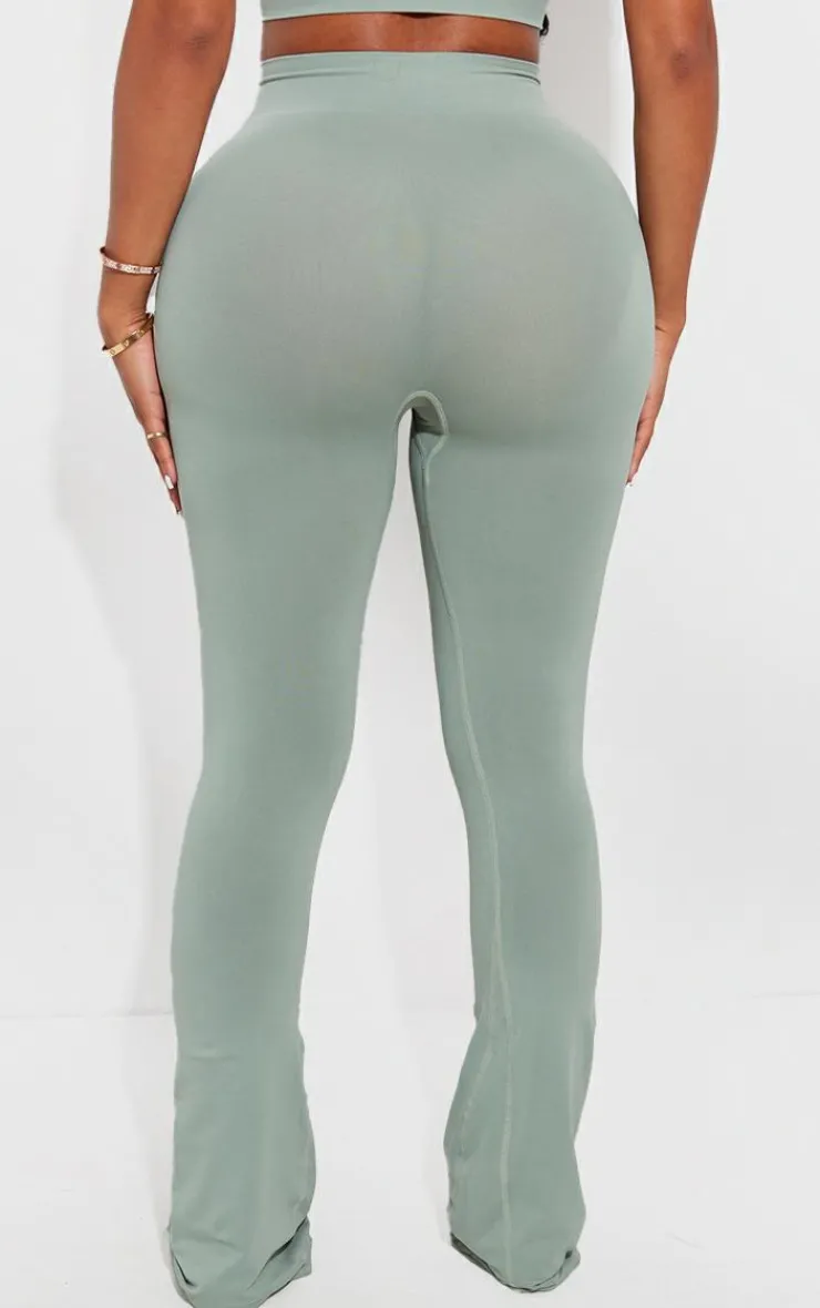 Clearance PrettyLittleThing Shape Soft Seamless Cut Out Flare Pants Sage Green