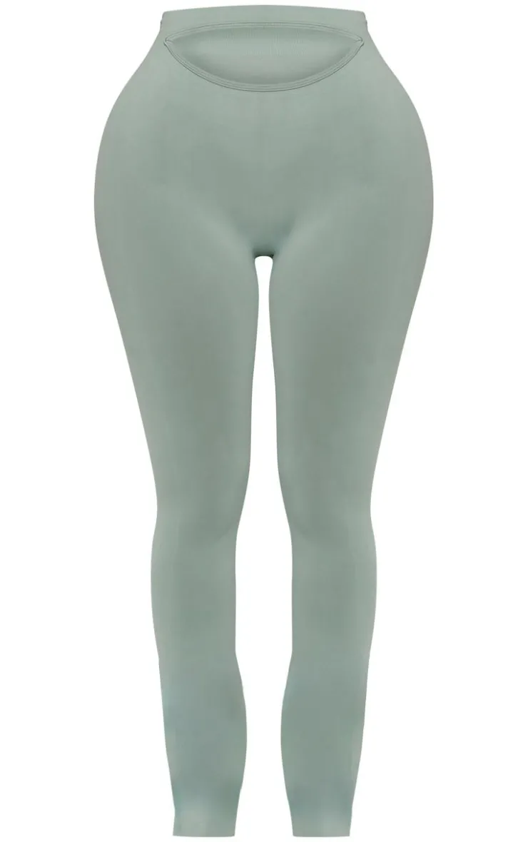 Clearance PrettyLittleThing Shape Soft Seamless Cut Out Flare Pants Sage Green