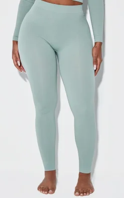 Clearance PrettyLittleThing Shape Stretch Seamless High Waisted Leggings Sage Green