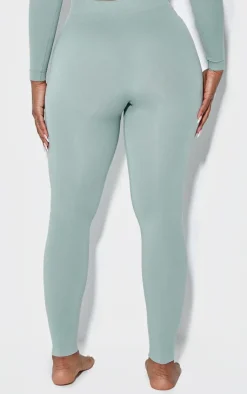 Clearance PrettyLittleThing Shape Stretch Seamless High Waisted Leggings Sage Green