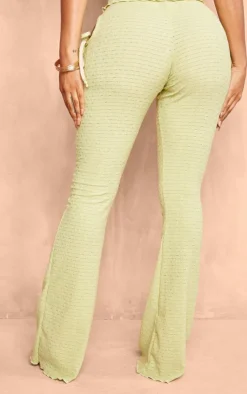 New PrettyLittleThing Shape Textured Cut Out Flare Pants Sage Green