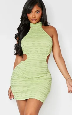 Shape Textured High Neck Backless Bodycon Dress-PrettyLittleThing Outlet