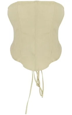 Clearance PrettyLittleThing Shape Woven Lace Up Back Corset Sage Green