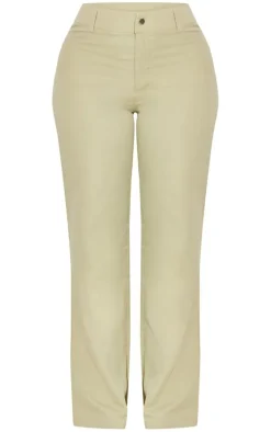 New PrettyLittleThing Shape Woven Low Rise Pants Sage Green