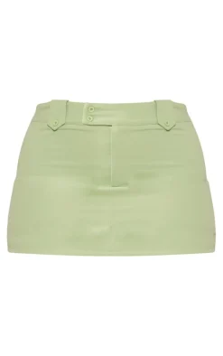 Online PrettyLittleThing Shape Woven Micro Mini Skirt Sage Green