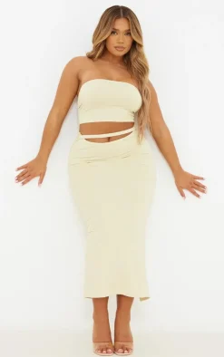 New PrettyLittleThing Shape Sculpted Cut Out Midi Skirt Sage