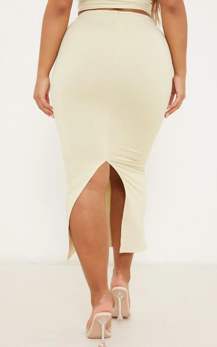 New PrettyLittleThing Shape Sculpted Cut Out Midi Skirt Sage