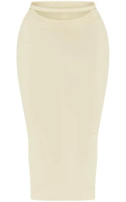 New PrettyLittleThing Shape Sculpted Cut Out Midi Skirt Sage