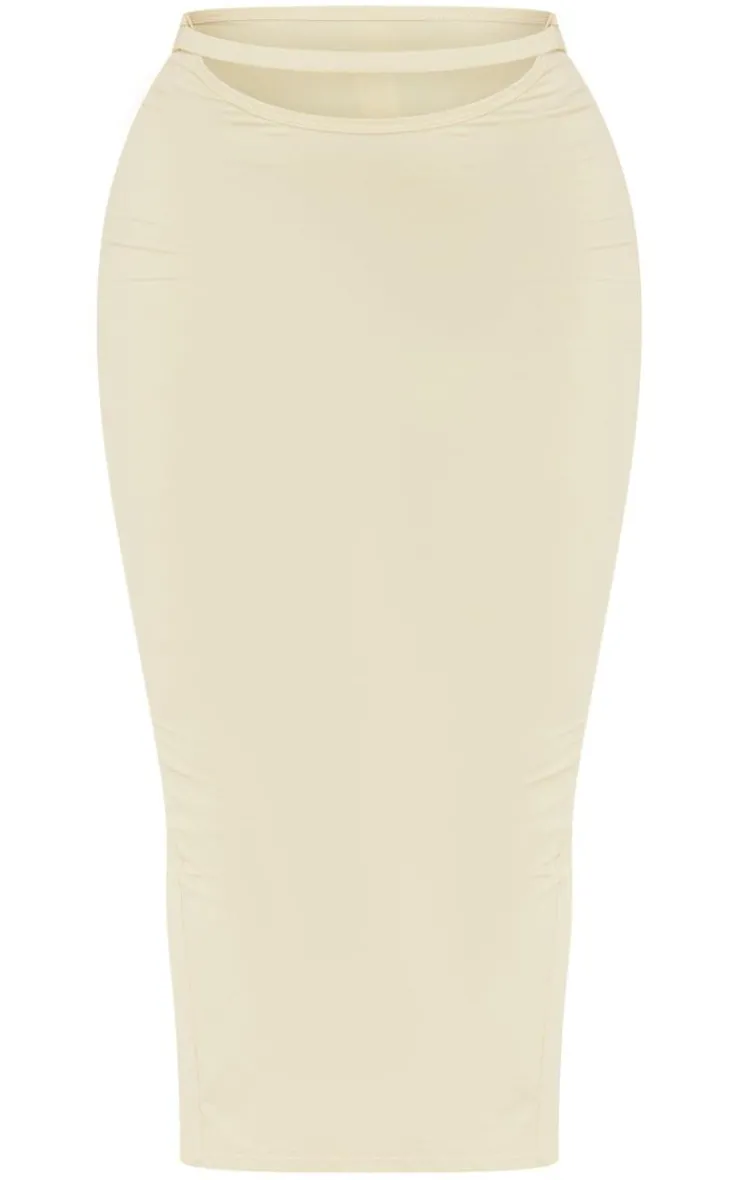 New PrettyLittleThing Shape Sculpted Cut Out Midi Skirt Sage