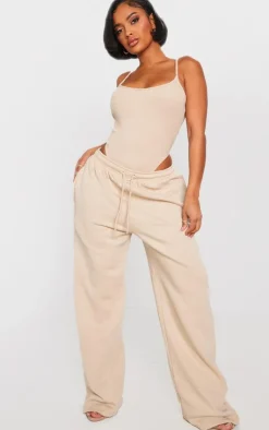 Best PrettyLittleThing Shape Sweat Wide Leg Sweatpants Sand