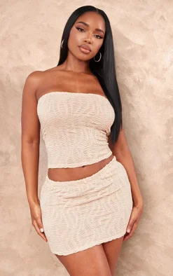 Best PrettyLittleThing Shape Textured Low Rise Mini Skirt Sand
