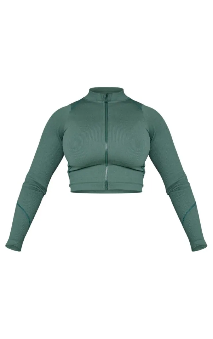PrettyLittleThing Workout Tops*Shape Branded Contrast Stitch Long Sleeve Gym Top