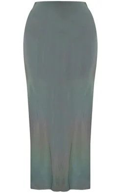 New PrettyLittleThing Shape Slinky Fishtail Maxi Skirt Sea Green