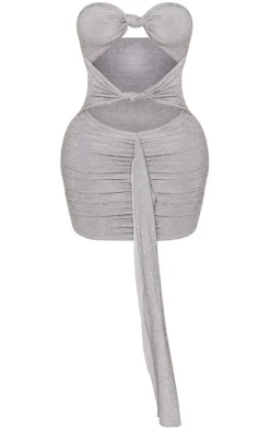 Shape Lurex Glitter Knot Front Bodycon Dress-PrettyLittleThing