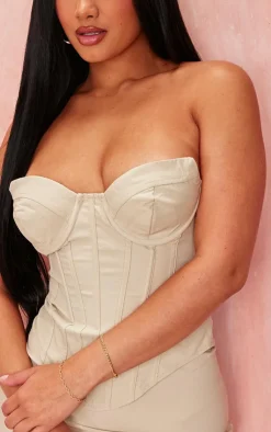 Best PrettyLittleThing Shape Bandeau Corset Stone