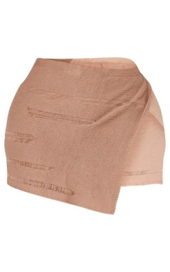 Discount PrettyLittleThing Shape Contrast Knitted Skirt Stone