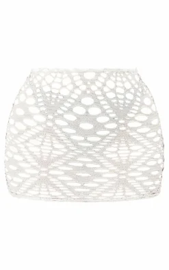 Sale PrettyLittleThing Shape Cut Out Textured Mini Skirt Stone