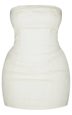 Shape Denim Seam Detail Bandeau Bodycon Dress-PrettyLittleThing Best