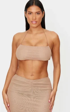 Sale PrettyLittleThing Shape Glitter Bralette Stone
