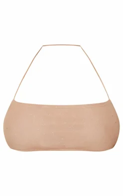 Sale PrettyLittleThing Shape Glitter Bralette Stone