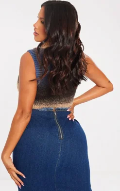 PrettyLittleThing Sleeveless Tops*Shape Ombre Knit Cropped Sleeveless Sweater
