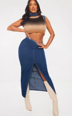 PrettyLittleThing Sleeveless Tops*Shape Ombre Knit Cropped Sleeveless Sweater