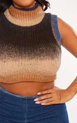 PrettyLittleThing Sleeveless Tops*Shape Ombre Knit Cropped Sleeveless Sweater