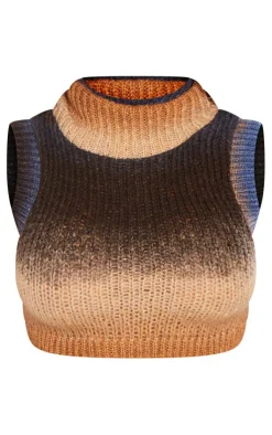 PrettyLittleThing Sleeveless Tops*Shape Ombre Knit Cropped Sleeveless Sweater