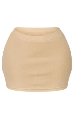 Best PrettyLittleThing Shape Rib High Waist Mini Skirt Stone
