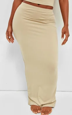 Hot PrettyLittleThing Shape Sculpted Low Rise Maxi Skirt Stone