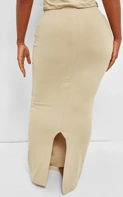 Hot PrettyLittleThing Shape Sculpted Low Rise Maxi Skirt Stone