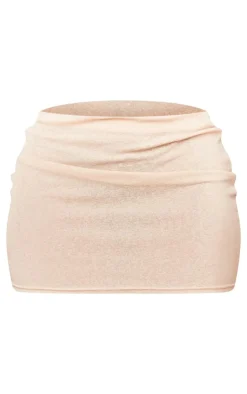 Discount PrettyLittleThing Shape Sheer Mesh Basic Low Rise Mini Skirt Stone