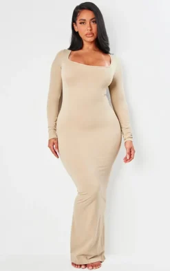 Shape Stretch Seamless Long Sleeve Maxi Dress-PrettyLittleThing New