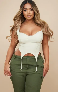 PrettyLittleThing Corsets*Shape Stretch Woven Suspender Detail Corset Top